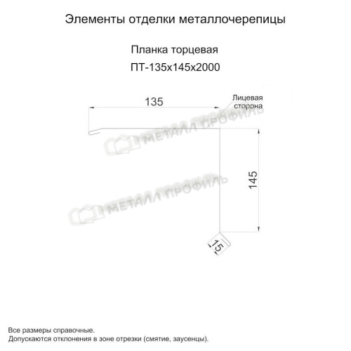 Планка торцевая Металл Профиль 95х120х2000 0,4 PE RAL 7024