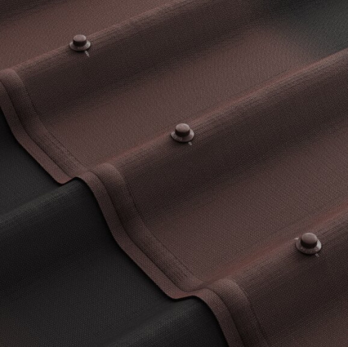 Лист битумный Ондулин SR-150 черепица X5 с тенью 3D, 960х1950 мм, коричневый