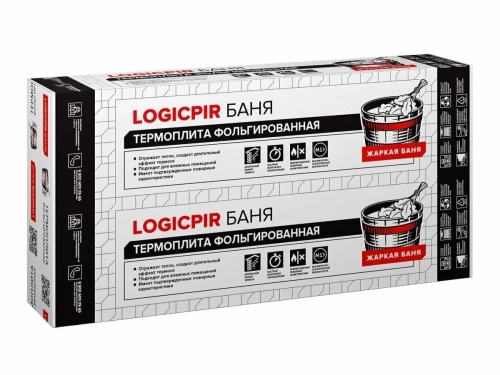 Плита теплоизоляционная LOGICPIR Баня ТЕХНОНИКОЛЬ Ф/Ф Г1 L-1190х590х30 мм, L-кромка