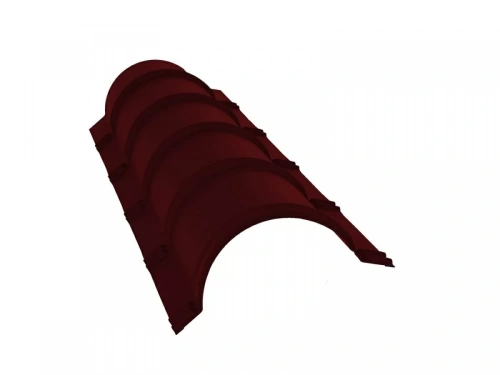 Планка конька полукруглого Grand Line 2000 мм 0,5 Satin с пленкой RAL 3005