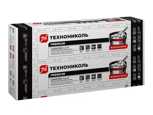 Плита теплоизоляционная LOGICPIR Баня ТЕХНОНИКОЛЬ Ф/Ф Г1 L-1190х590х30 мм, L-кромка