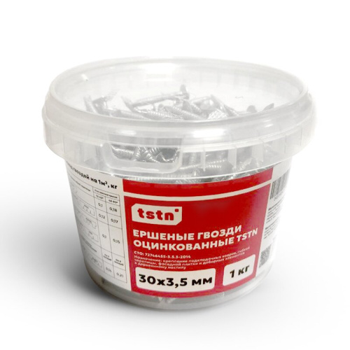 Гвоздь ершеный TSTN 30х3,5 Zn ведерко 1 кг