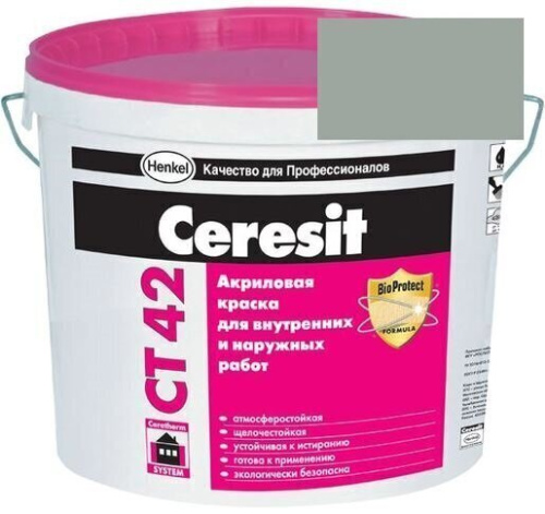 Краска акриловая фасадная Ceresit CT 42 15 л Sahara 6