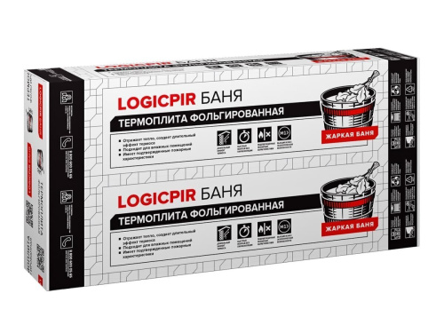 Плита теплоизоляционная LOGICPIR Баня ТЕХНОНИКОЛЬ Ф/Ф Г1 L-1190х590х50 мм, L-кромка