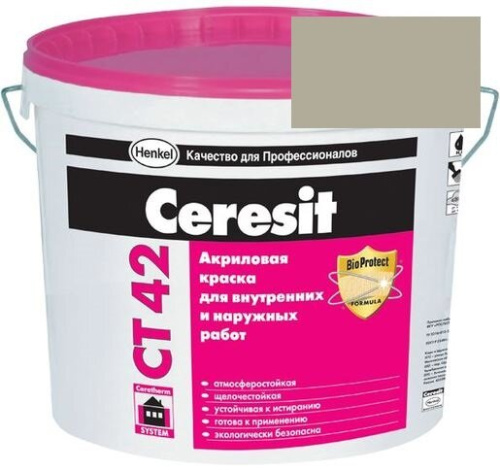 Краска акриловая фасадная Ceresit CT 42 15 л Tundra 5