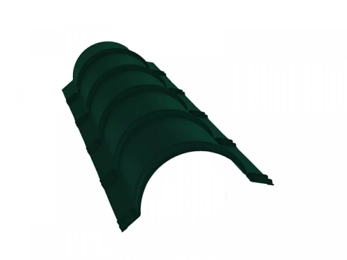 Планка конька полукруглого Grand Line 2000 мм 0,5 Satin с пленкой RAL 6005