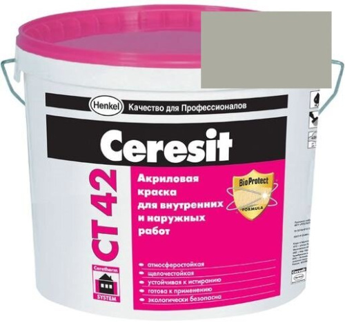 Краска акриловая фасадная Ceresit CT 42 15 л Siberia 4