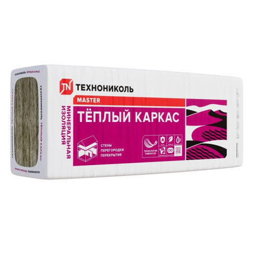 Плита минераловатная ТЕХНОНИКОЛЬ 37 PN Тёплый каркас ПРОФ, 1200x610x75 мм, 8,784 м2